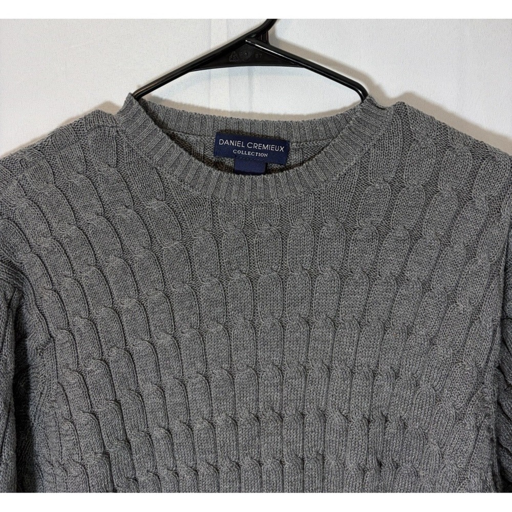 Daniel Cremieux Cotton Cable Knit  Sweater Men's Grey  Size‎ L Grandpa Core - Picture 4 of 12